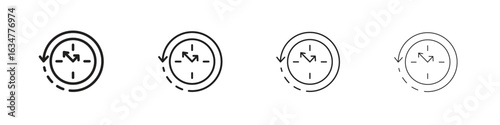 Rewind time icons in black simple line elements.