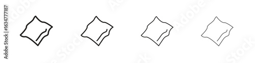 Rag icons in black simple line elements.
