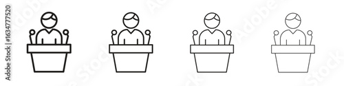 Politician speaker icons in black simple line elements.