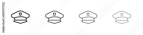 Police cap icons in black simple line elements.