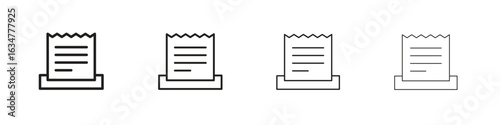 Paper receipt icons in black simple line elements.