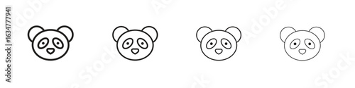 Panda icons in black simple line elements.