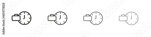 Office time icons in black simple line elements.