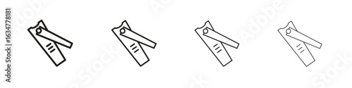 Nail clippers icons in black simple line elements.
