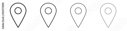 Navigation pin icons in black simple line elements.