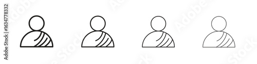 Monk icons in black simple line elements.