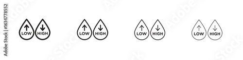Low and high cholesterol icons in black simple line elements.