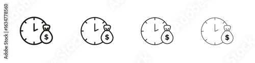 Long term investment icons in black simple line elements.