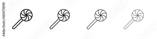 Lollypop icons in black simple line elements.