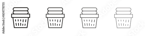 Laundry basket icons in black simple line elements.