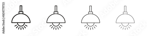 Hanging light icons in black simple line elements.