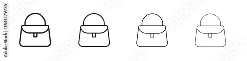 Handbag icons in black simple line elements.