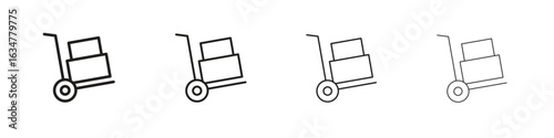 Hand truck icons in black simple line elements.