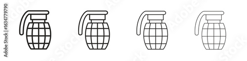 Hand grenade icons in black simple line elements.