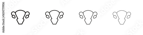 Gynecology icons in black simple line elements.