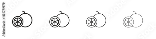 Grapefruit icons in black simple line elements.