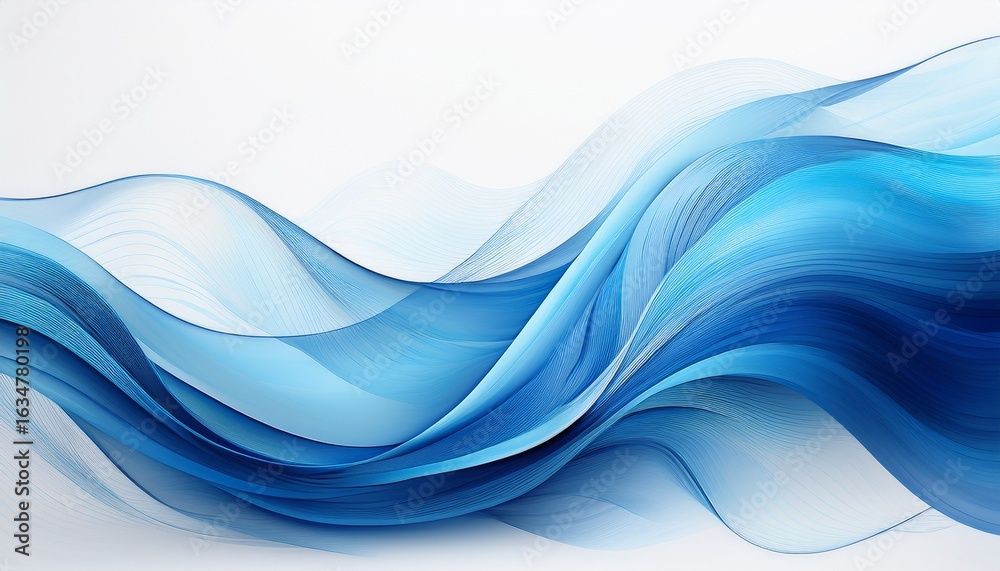 Naklejka premium abstract blue wave flow on white background modern texture