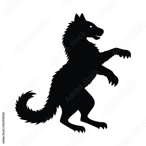 Wolf standing on hind legs