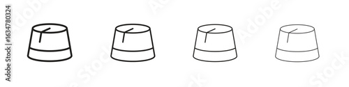 Fez hat icons in black simple line elements.