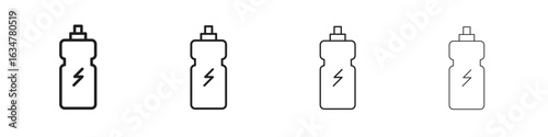 Energy drink icons in black simple line elements.