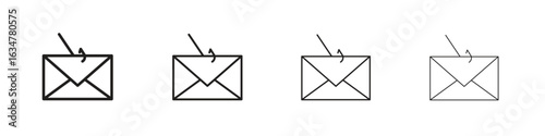 Email phishing icons in black simple line elements.