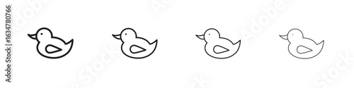 Duck icons in black simple line elements.
