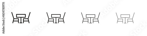 Dinner table icons in black simple line elements.