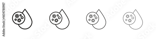 Dirty water drop icons in black simple line elements.