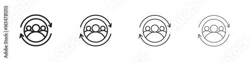 Customer retention icons in black simple line elements.