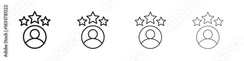 Customer experience icons in black simple line elements.