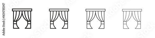 Curtains icons in black simple line elements.