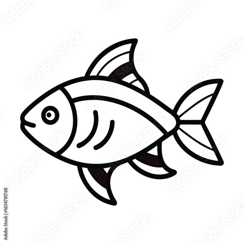 Fish line art icon isolated on white background