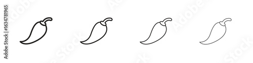 Chili icons in black simple line elements.