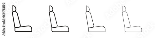 Car seat icons in black simple line elements.