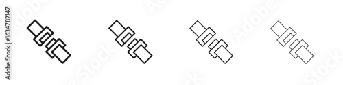 Car seat belt icons in black simple line elements.