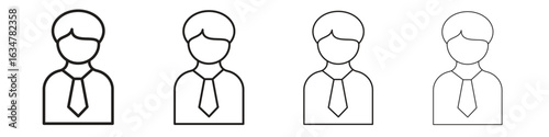 Businessman icons in black simple line elements.