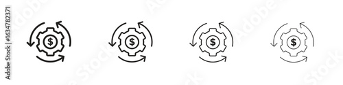 Business model icons in black simple line elements.