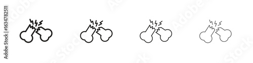 Broken bone icons in black simple line elements.