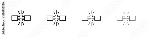 Broken Wire Icon icons in black simple line elements.