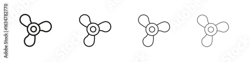 Boat screw icons in black simple line elements.