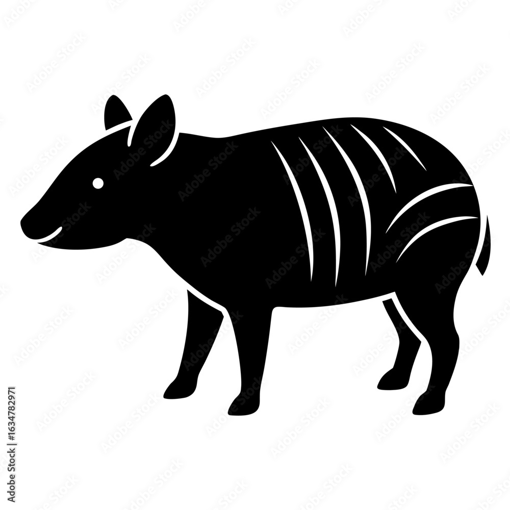 Obraz premium Stylized black silhouette of a babirusa pig