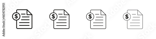 Bill paid icons in black simple line elements.