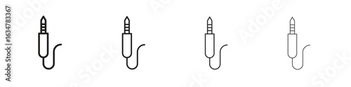 Audio jack icons in black simple line elements.