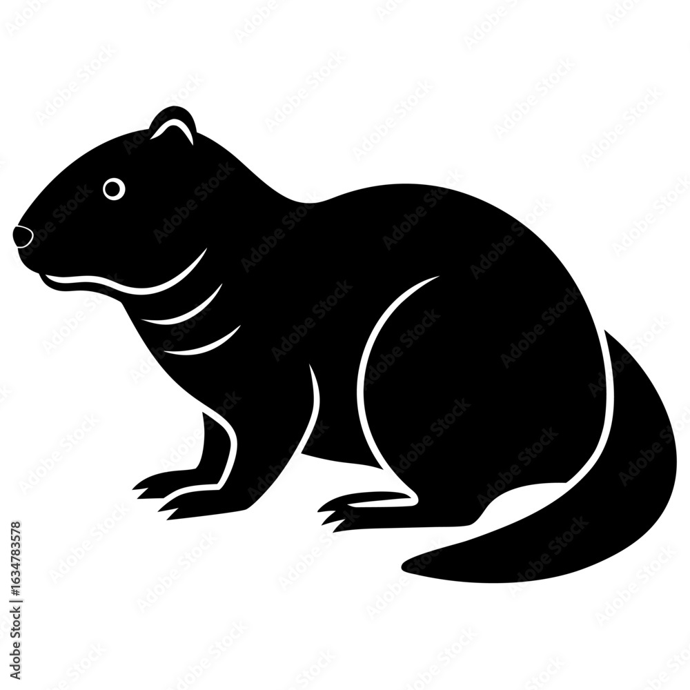 Fototapeta premium Black silhouette of a beaver icon in a clean vector style