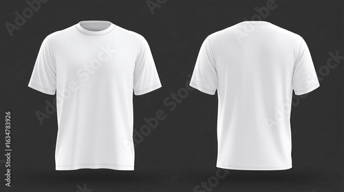 Real white t-shirt mock-up template in 3D style. 3D t-shirt mock-up with effortless flow. Fashion template showcasing both sides