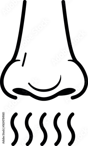 Nose smelling scent line art icon