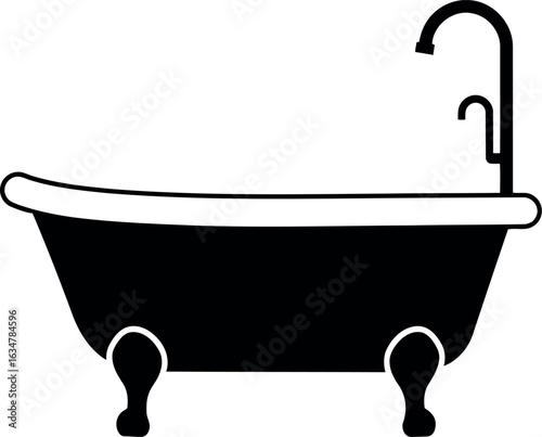 Vintage clawfoot bathtub silhouette