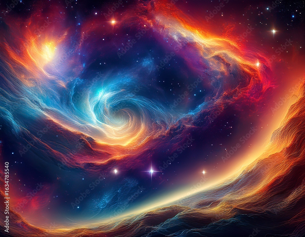 Fototapeta premium swirling nebula a cosmic tapestry of vibrant hues and untold mysteries unveiling the wonders of deep space beckoning exploration of unexplored galaxies and hidden celestial secrets