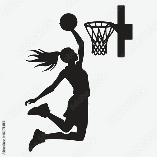 Basketball player dunking silhouette. vector player silhouette
