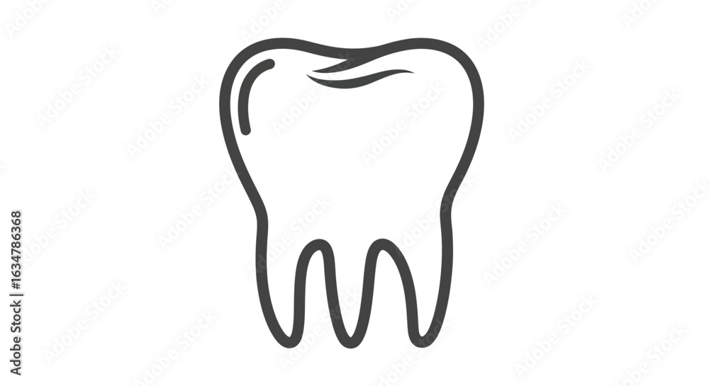 Obraz premium Vector art of simple line icon of a human tooth, representing dental care and oral hygiene, isolated on white background